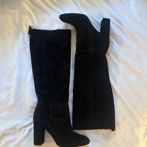NWOT Sam Edelman Black Suede Knee Block Heel Boots